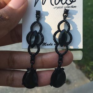 Black Jewel Dangle Earrings